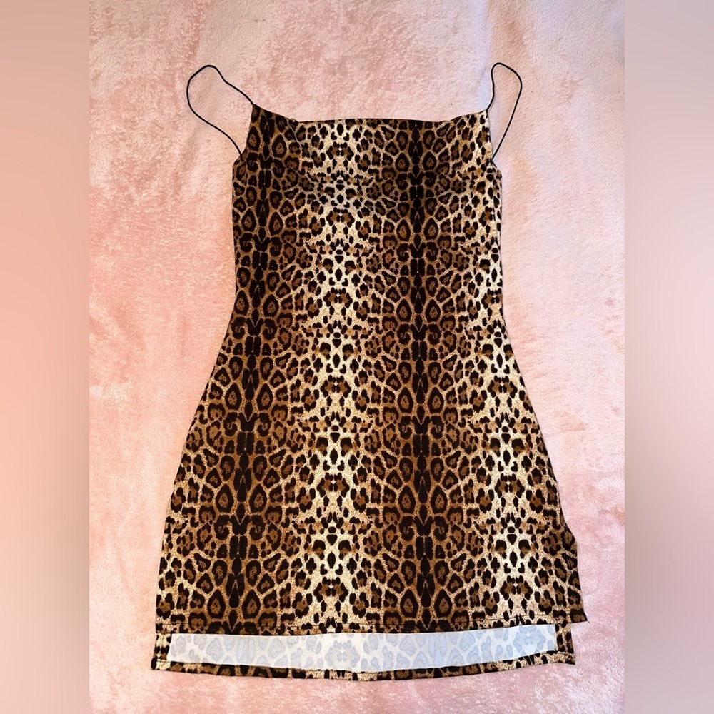 Leopard Print Slit Hem Cami Dress size small (4)